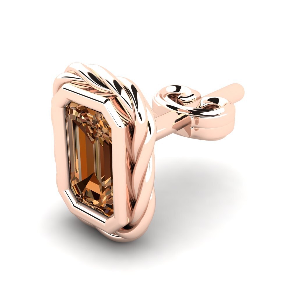 9ct Rose Gold Brown Diamond Men's Earring Hoopa