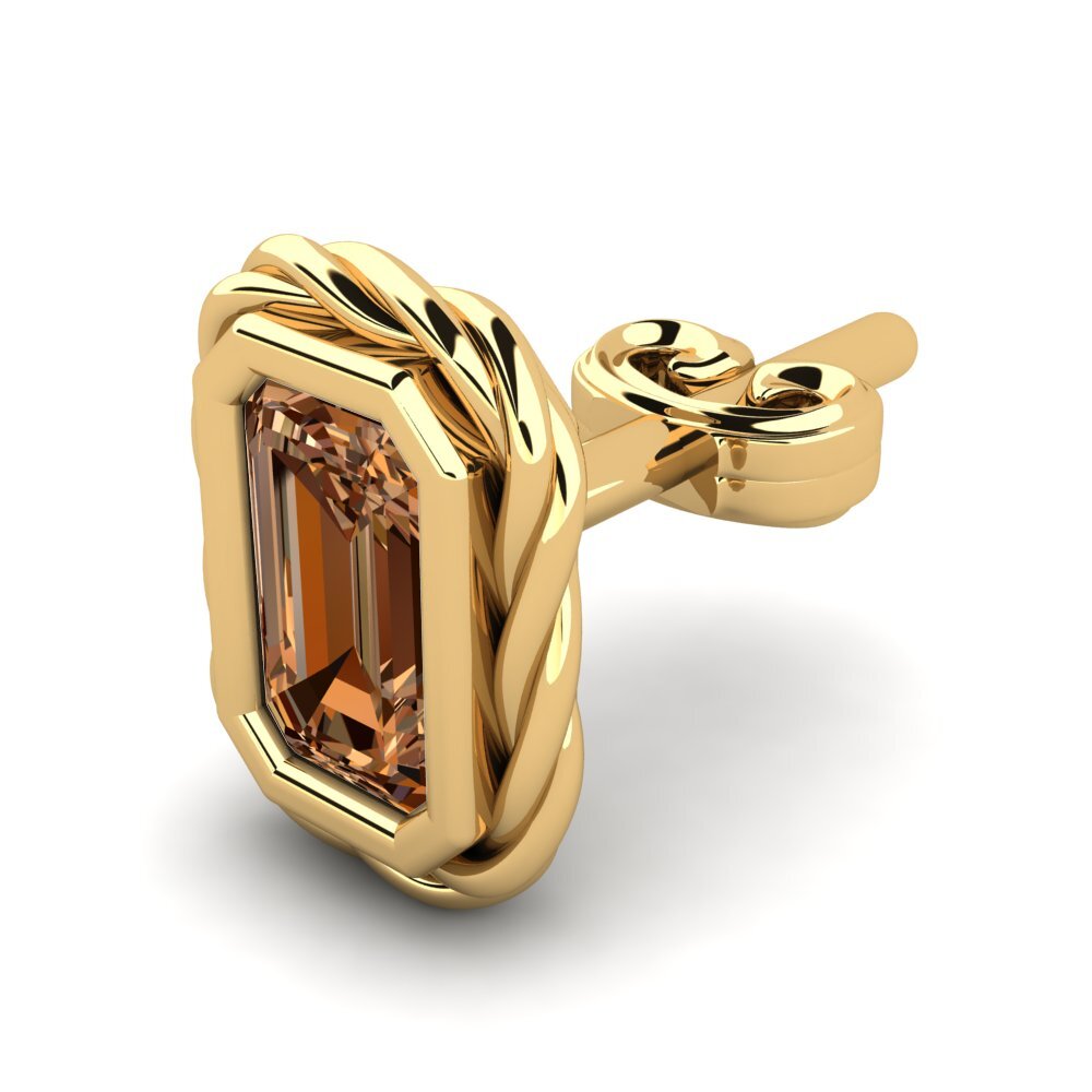 18ct Yellow Gold Brown Diamond Men's Earring Hoopa