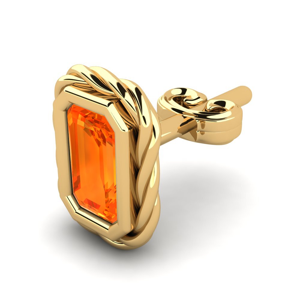 9k Oro Amarillo Zafiro Naranja Pendiente para hombre Hoopa
