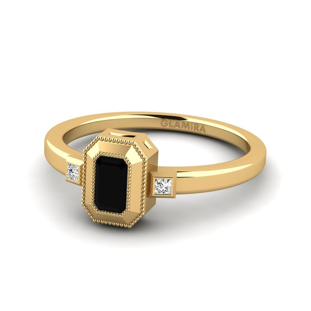 Ónix Negro Anillo de compromiso Hopwood