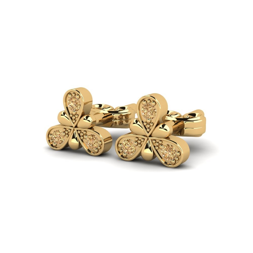 Oro Giallo 750 Diamante Marrone Orecchino da donna Hoquet