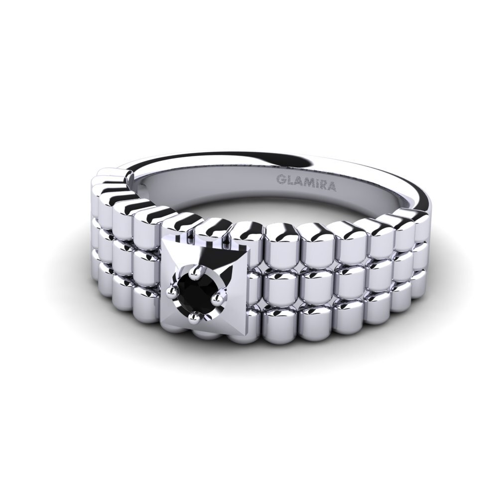 Paladio 950 Ónix Negro Anillo de Hombre Horrell