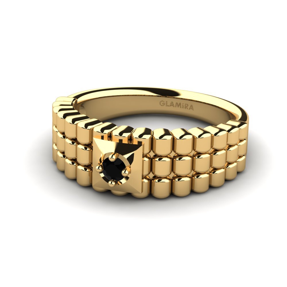 9ct Yellow Gold Black Sapphire Men's Ring Horrell
