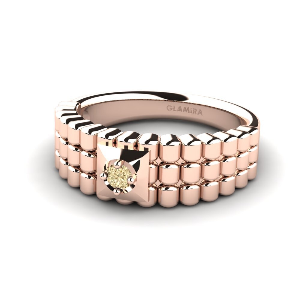 14ct Rose Gold Brown Diamond Men's Ring Horrell