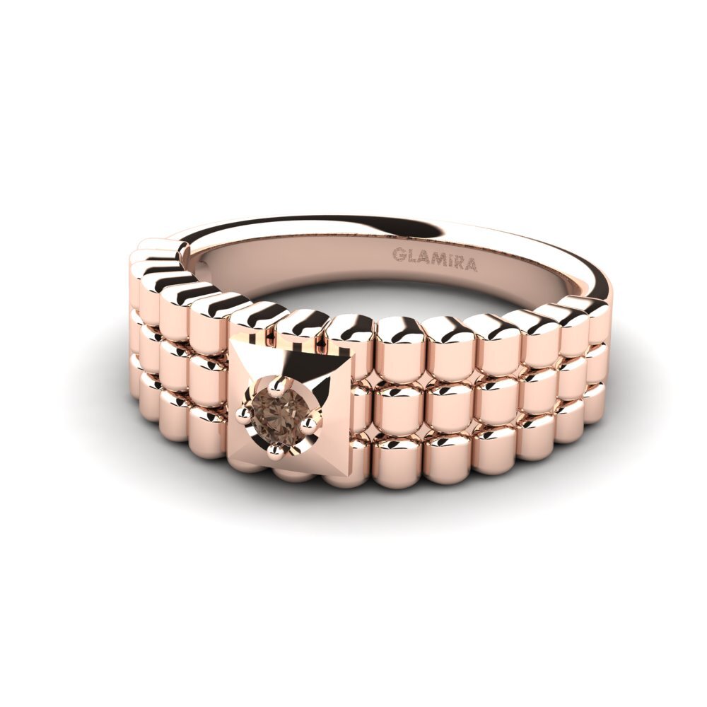 Oro Rosso 585 Quarzo Fumé Anello da uomo Horrell