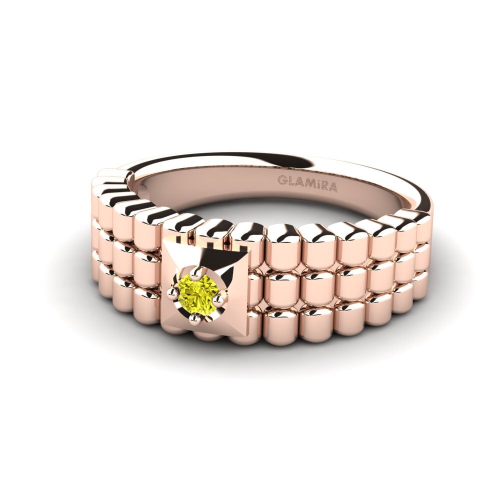 Oro Rosso 750 Diamante Giallo Anello da uomo Horrell