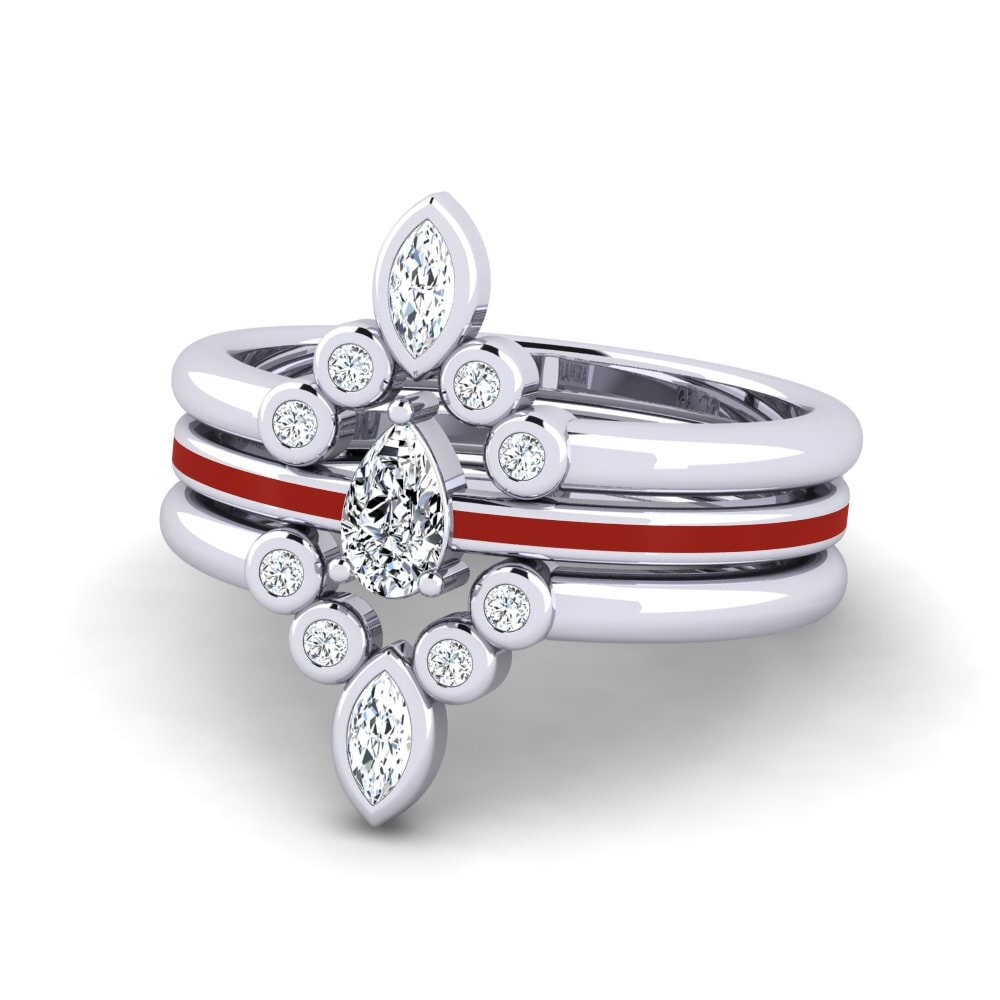 Weißgold 375 Ring Hredd SET