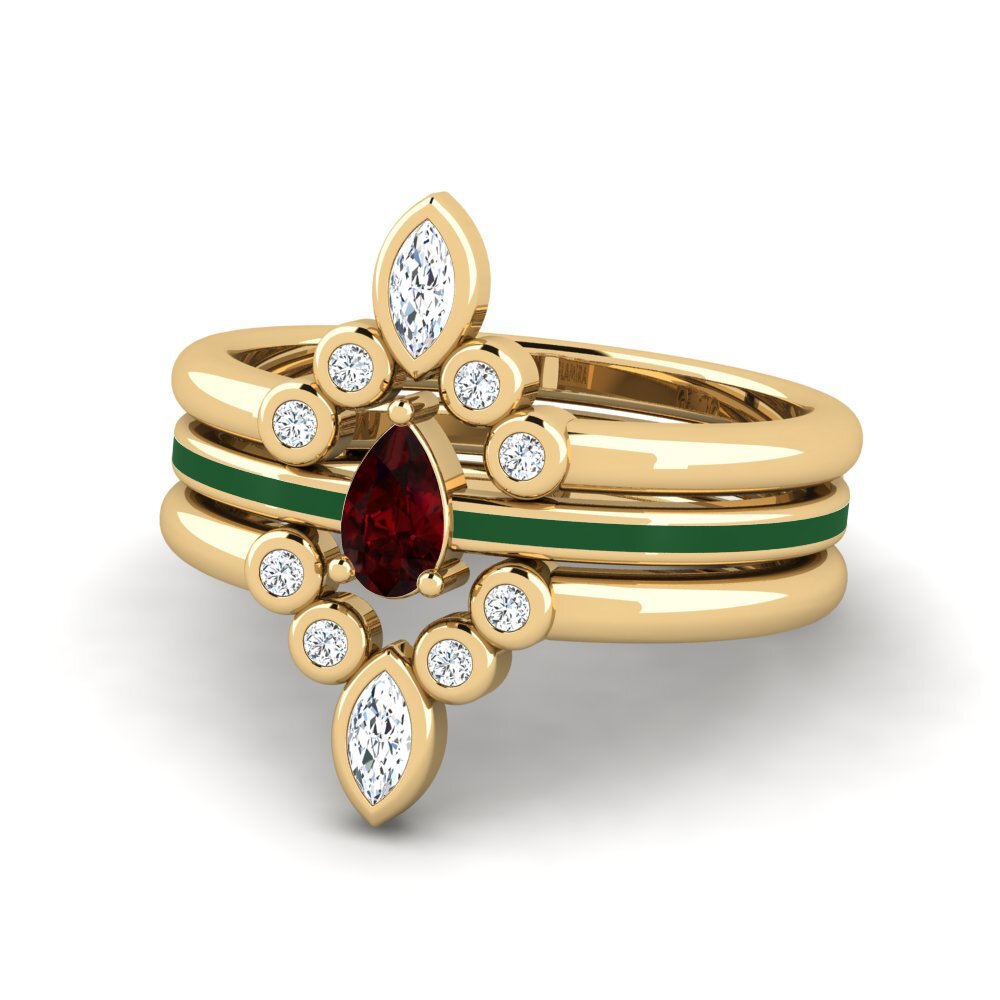 Garnet Ring Hredd SET