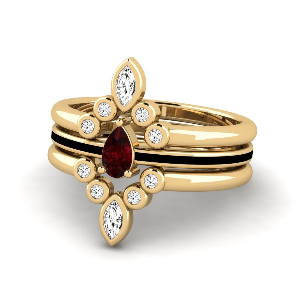 Granat Ring Hredd SET