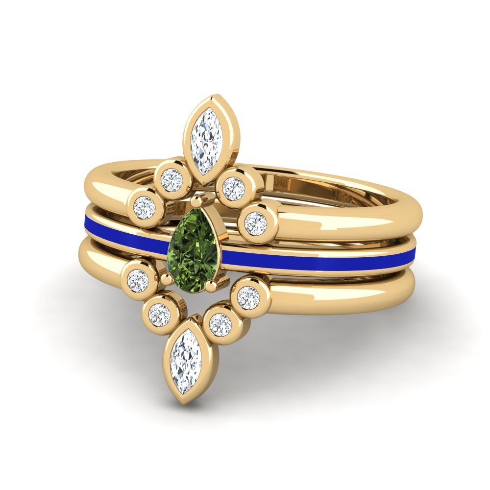 Grüner Saphir Ring Hredd SET