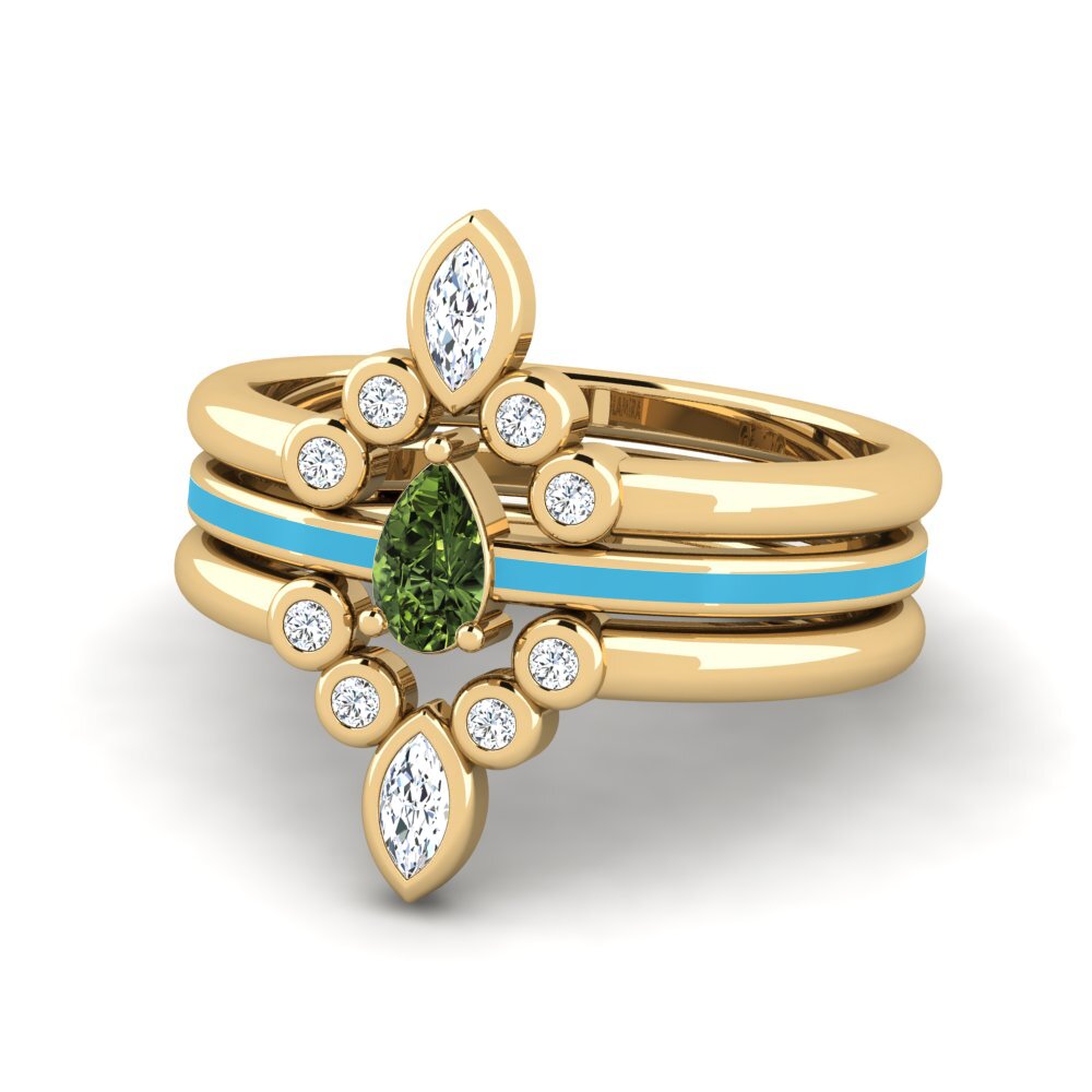 Grüner Saphir Ring Hredd SET
