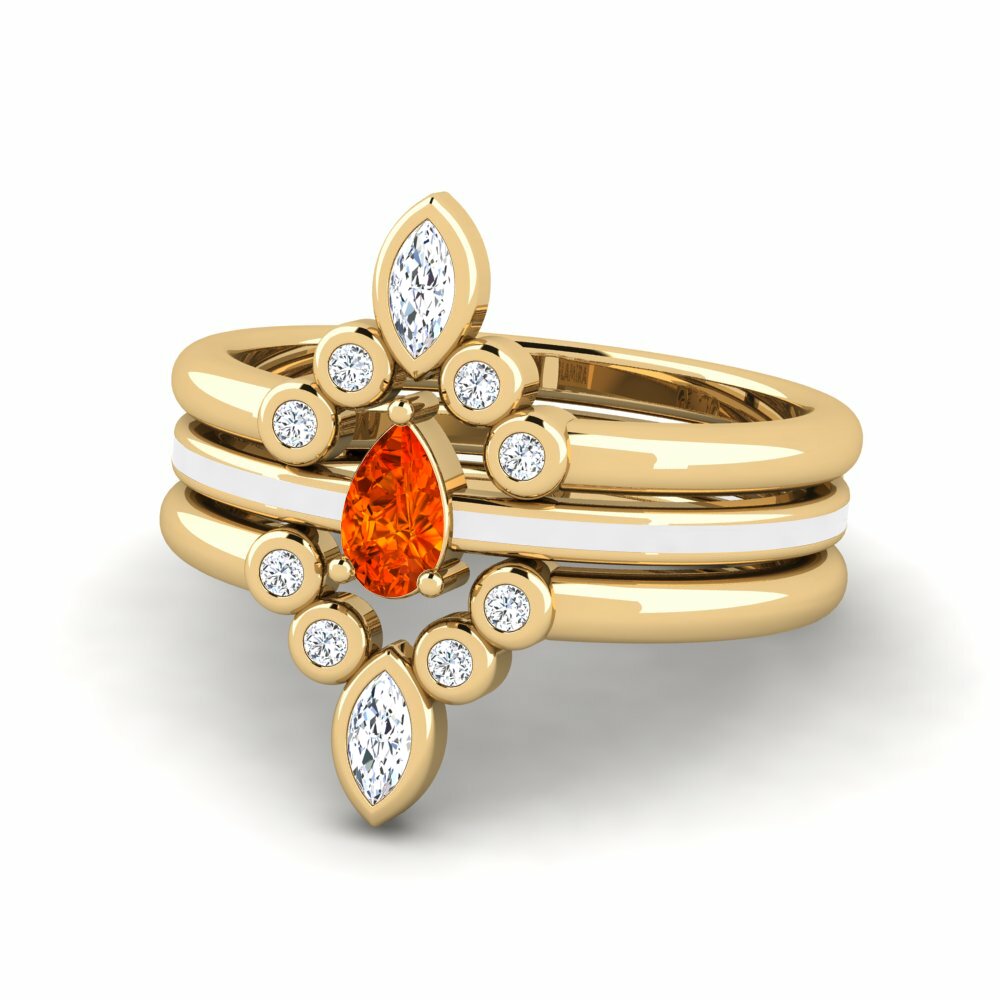 Saphir orange Bague Hredd SET