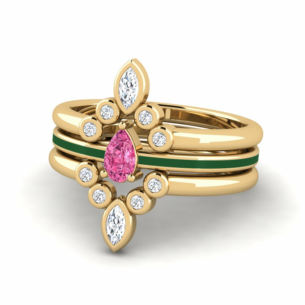 Tourmaline Rose Bague Hredd SET