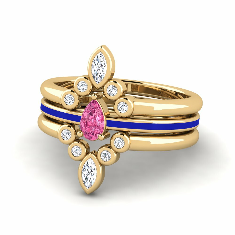 Tourmaline Rose Bague Hredd SET