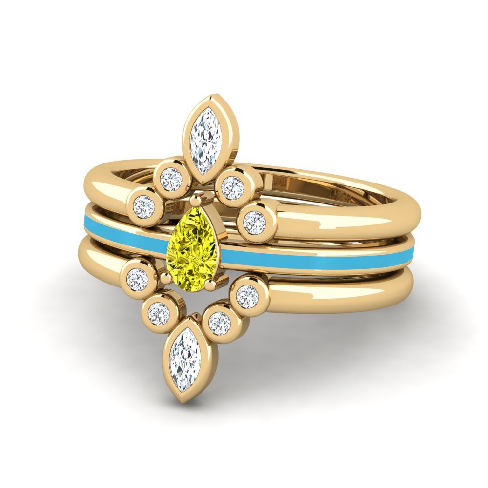 Gelber Diamant Ring Hredd SET