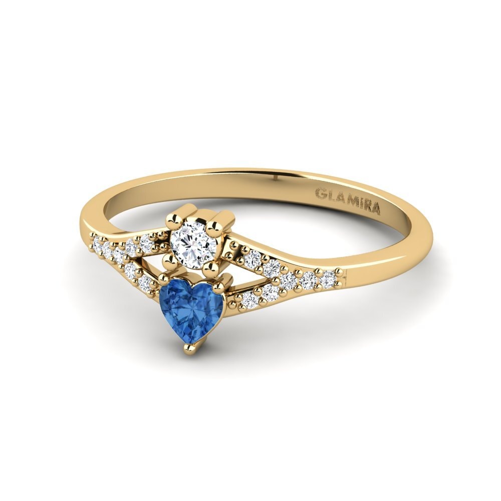 14ct Yellow Gold Dark Blue Zirconia Ring Hrundl
