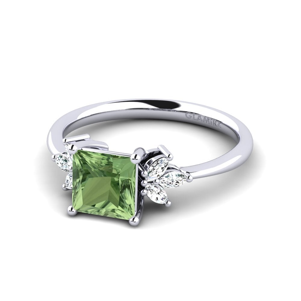 Zafiro Verde Anillo de compromiso Htoni