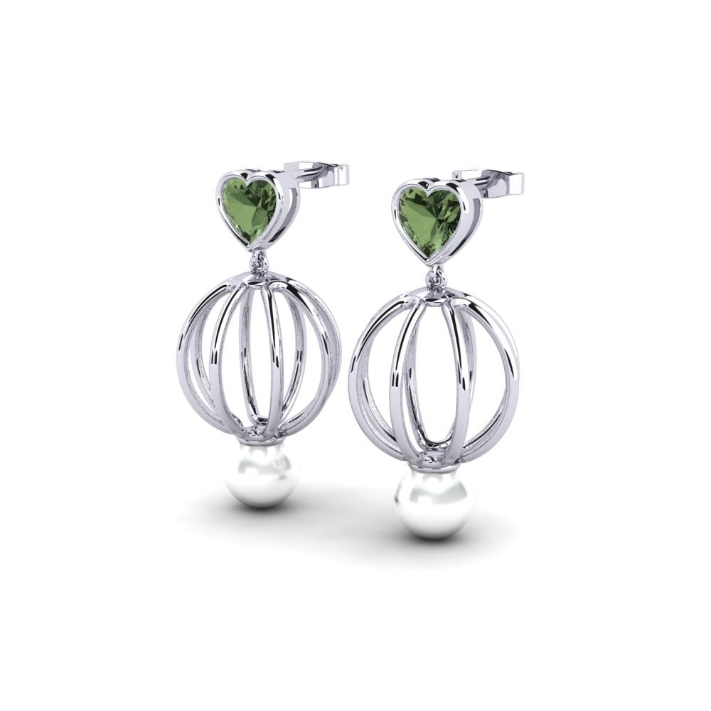 14ct White Gold Green Sapphire Women's Earring Htos