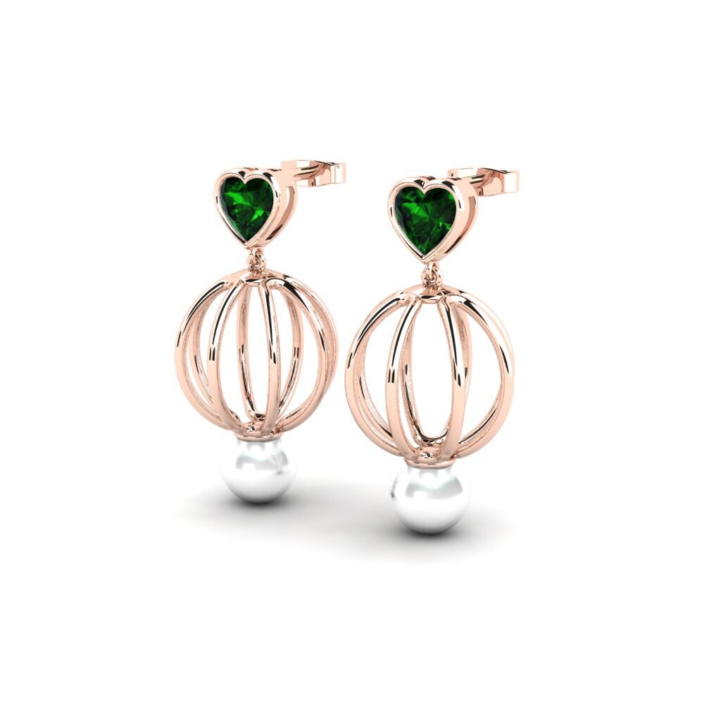 14k Oro Rosa Turmalina verde Pendiente de mujer Htos