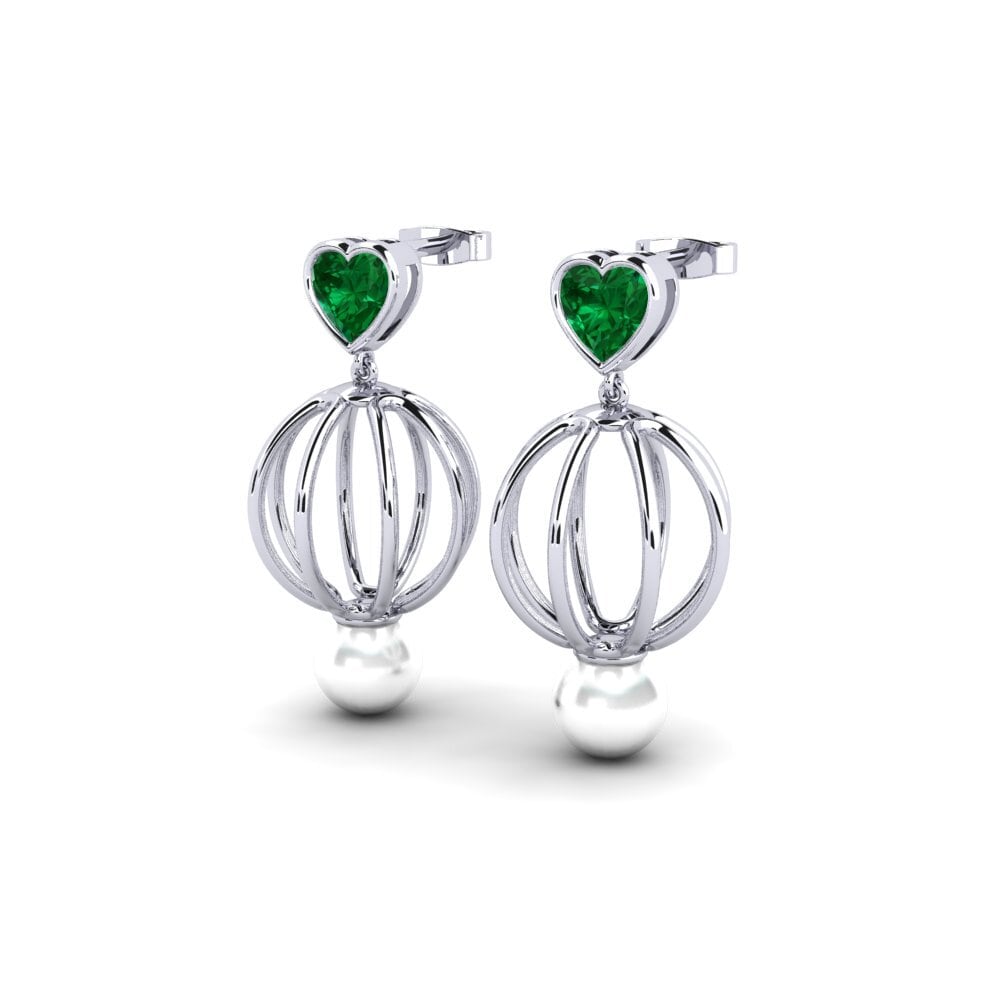 950 Palladium Emerald (Lab Created) Women's Earring Htos