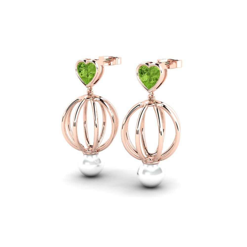 14k Oro Rosa Peridoto Pendiente de mujer Htos