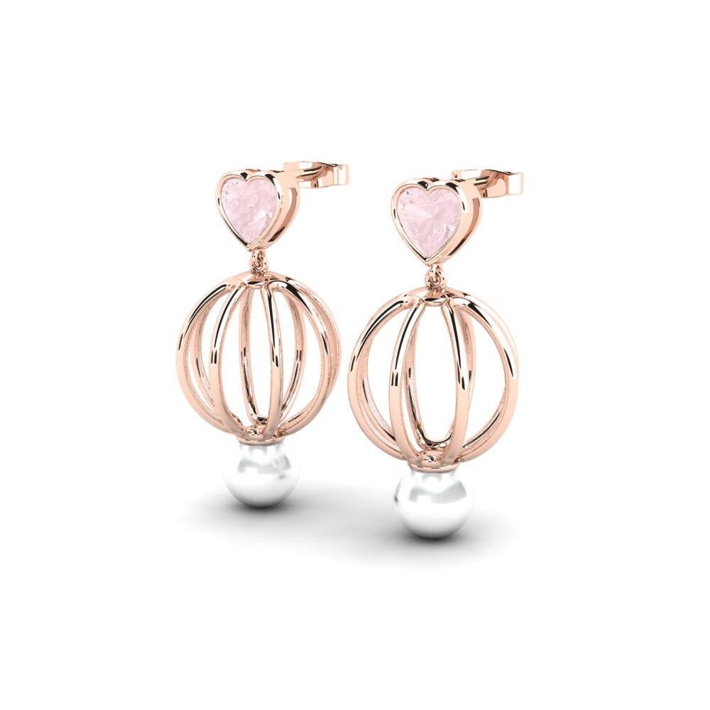 14k Oro Rosa Cuarzo rosa Pendiente de mujer Htos
