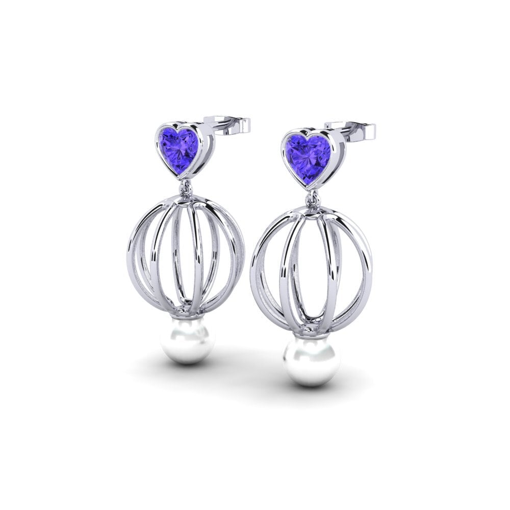 Plata 925 Tanzanita Pendiente de mujer Htos