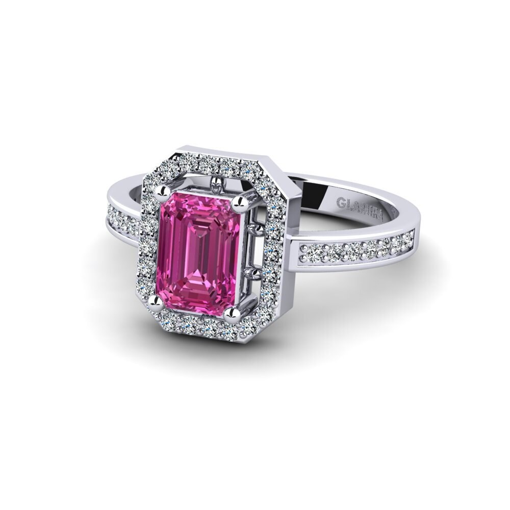 9ct White Gold Pink Topaz Engagement Ring Hudala