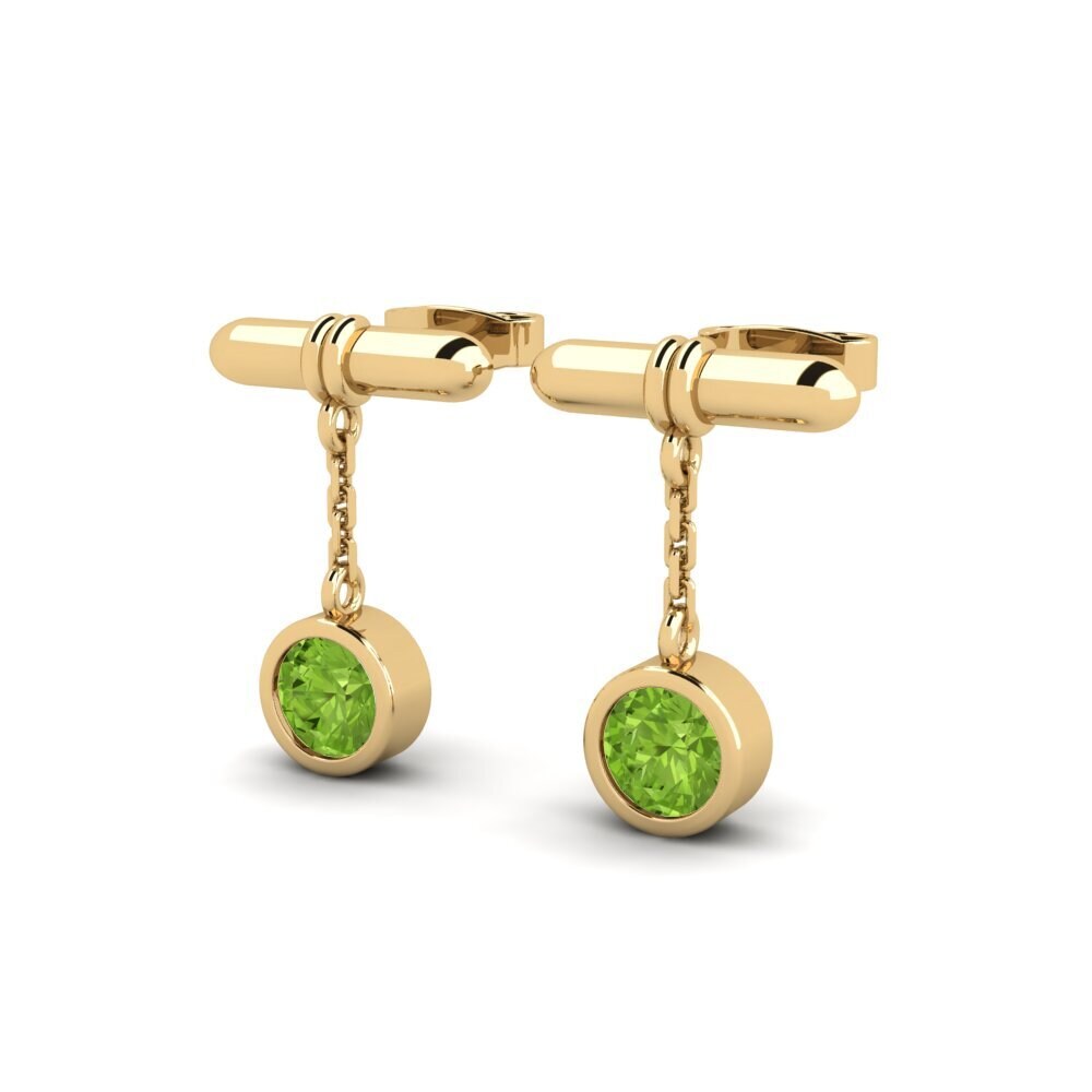 14ct Yellow Gold Peridot Women's Earring Huipu - A