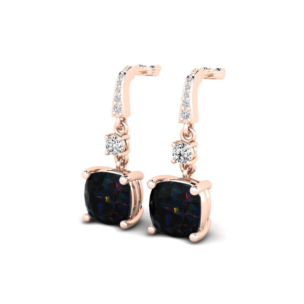 18ct Rose Gold Black Opal Women's Earring Huriela