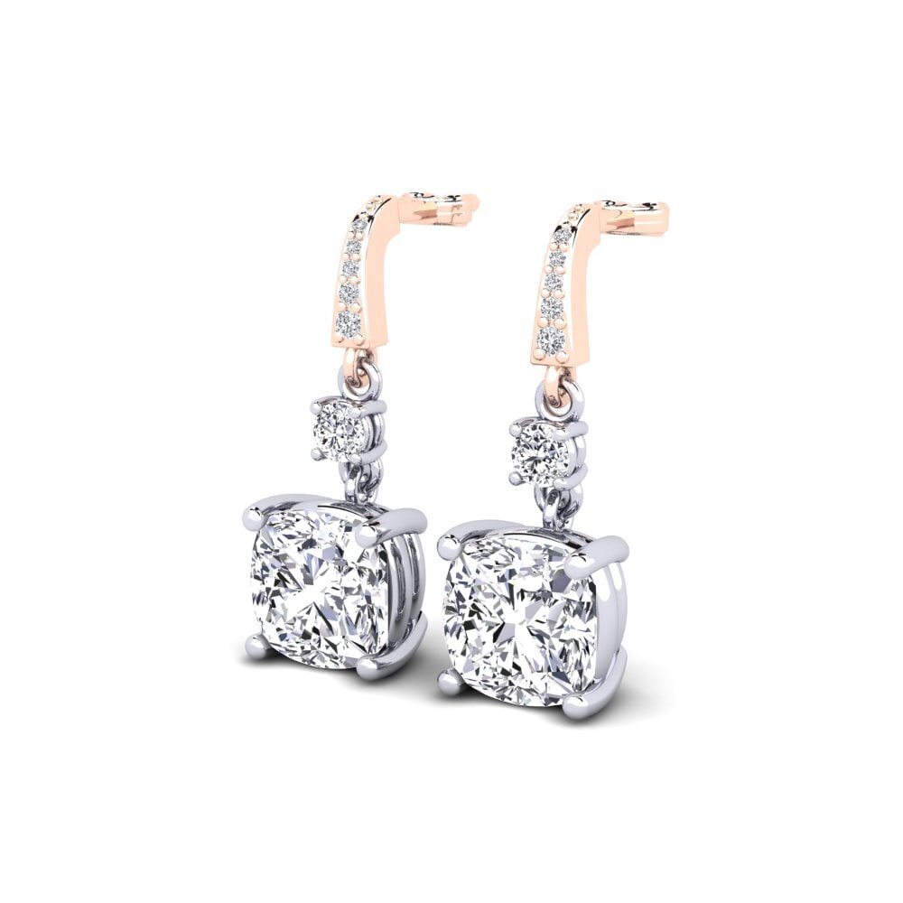 14ct Rose / White Gold Cushion Women's Earring Huriela