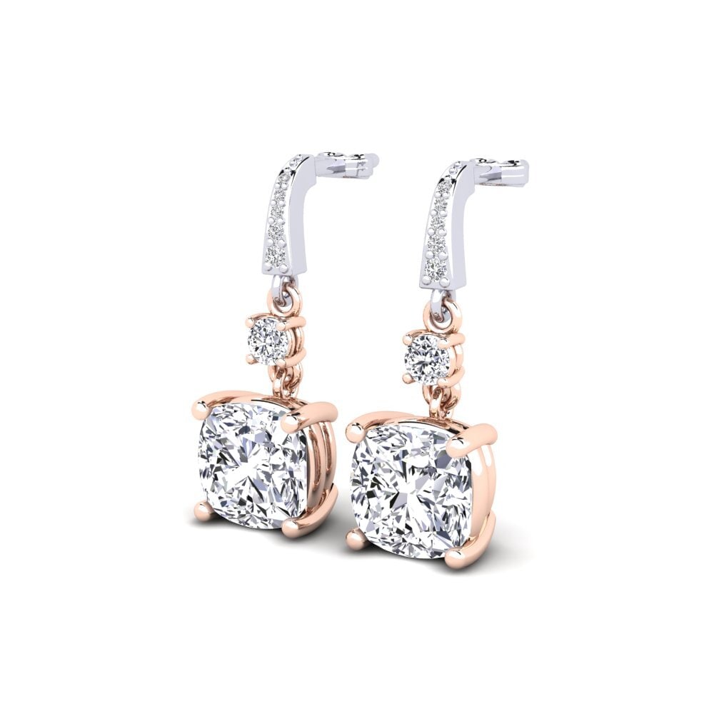 14ct White / Rose Gold Cushion Women's Earring Huriela