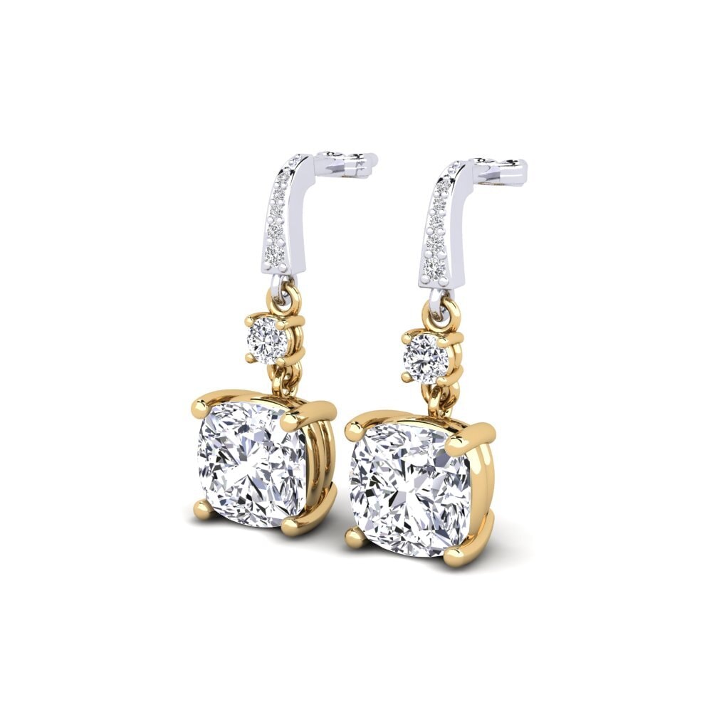 14k Oro Blanco / Amarillo Cojín Pendiente de mujer Huriela