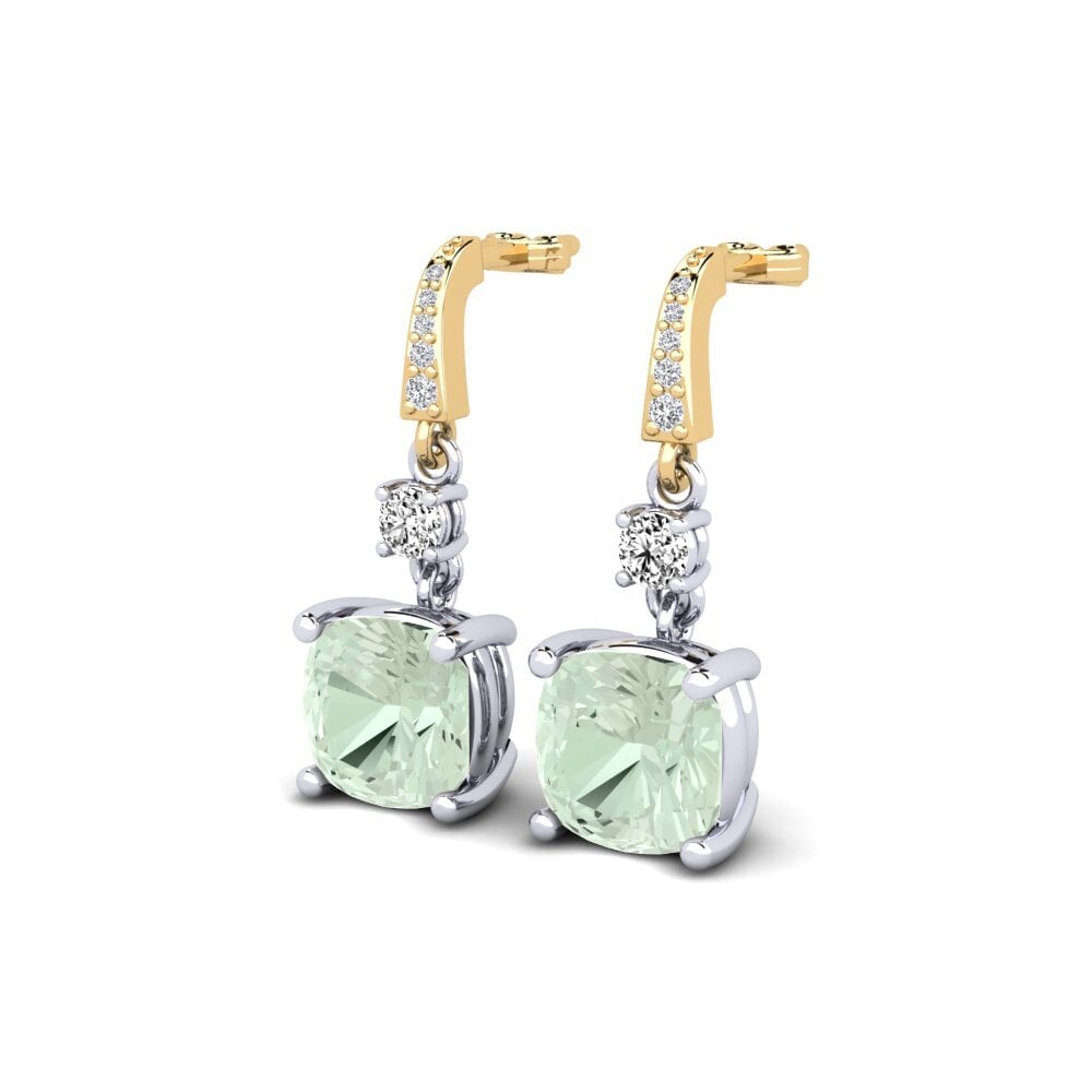 14ct Yellow & White Gold Green Amethyst Women's Earring Huriela