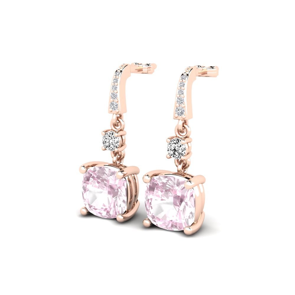 9k Oro Rosa Kunzite Pendiente de mujer Huriela