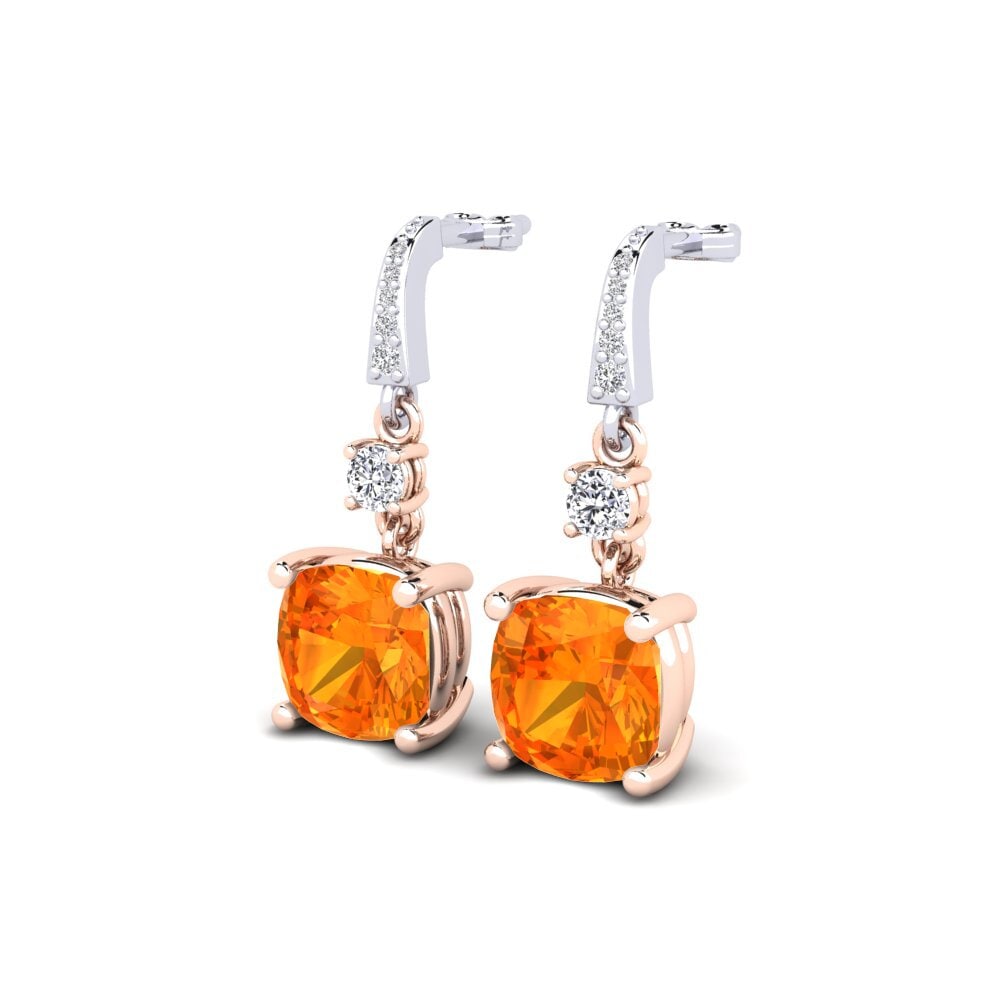 9K White & Rose Gold Orange Sapphire Earring Huriela