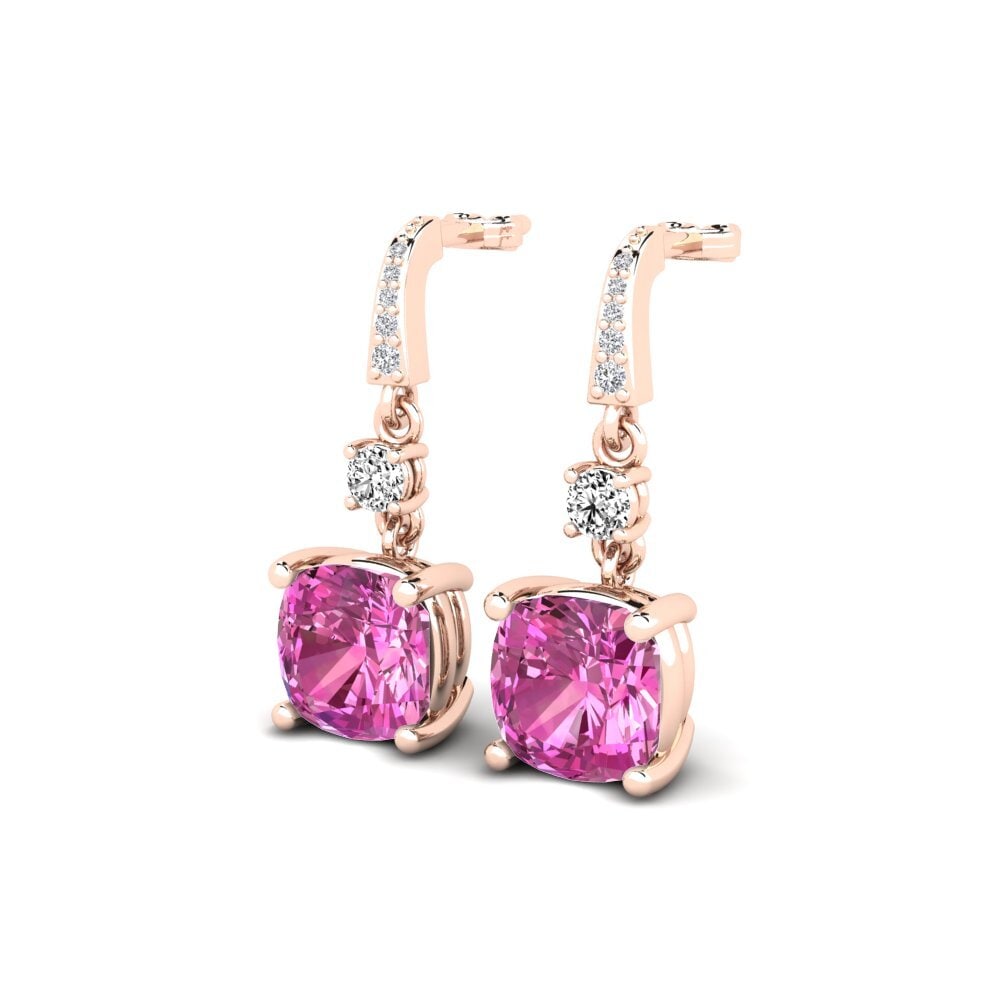 14k Oro Rosa Topacio Rosa Pendiente de mujer Huriela