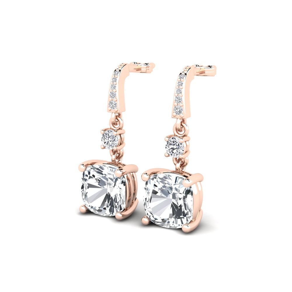14k Oro Rosa Circón Blanco Pendiente de mujer Huriela