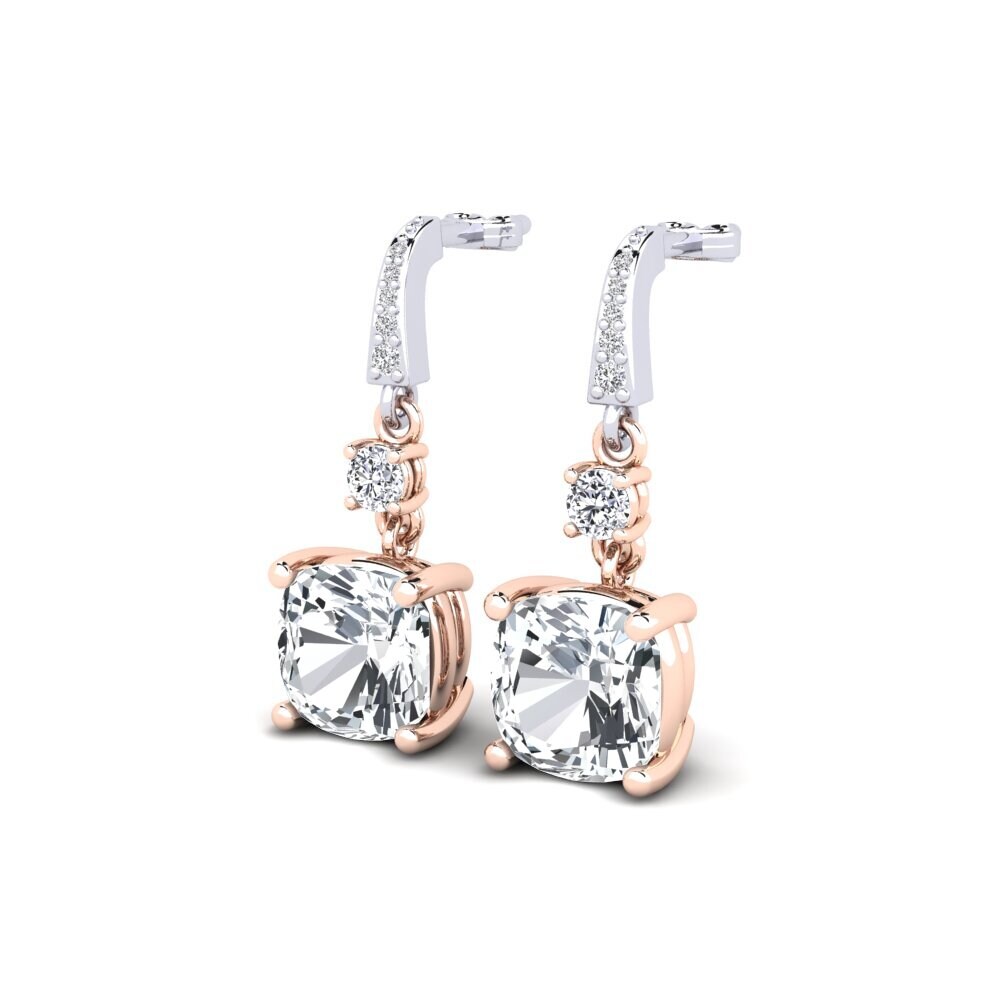 14ct White & Rose Gold White Zircon Women's Earring Huriela