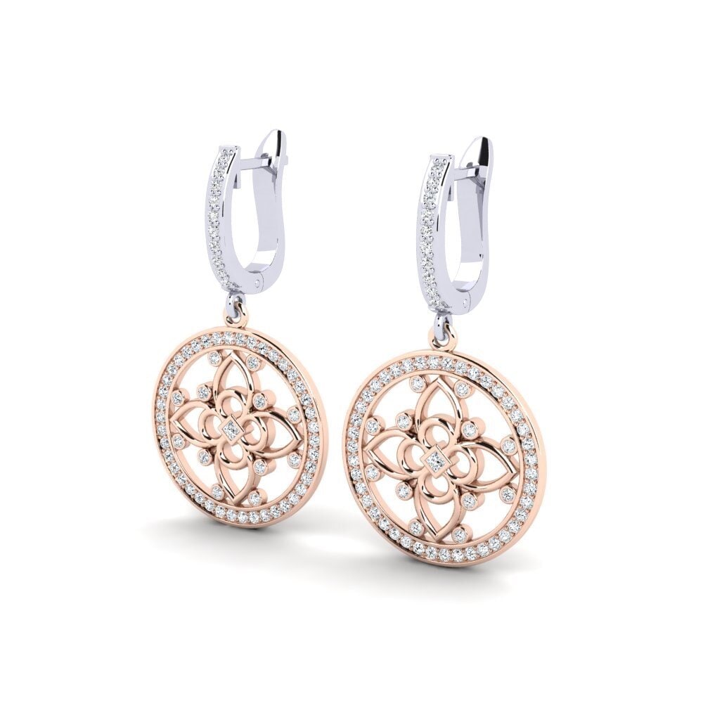 Vàng Trắng-Đỏ 14K Kết Hợp Bông tai nữ Hyboer