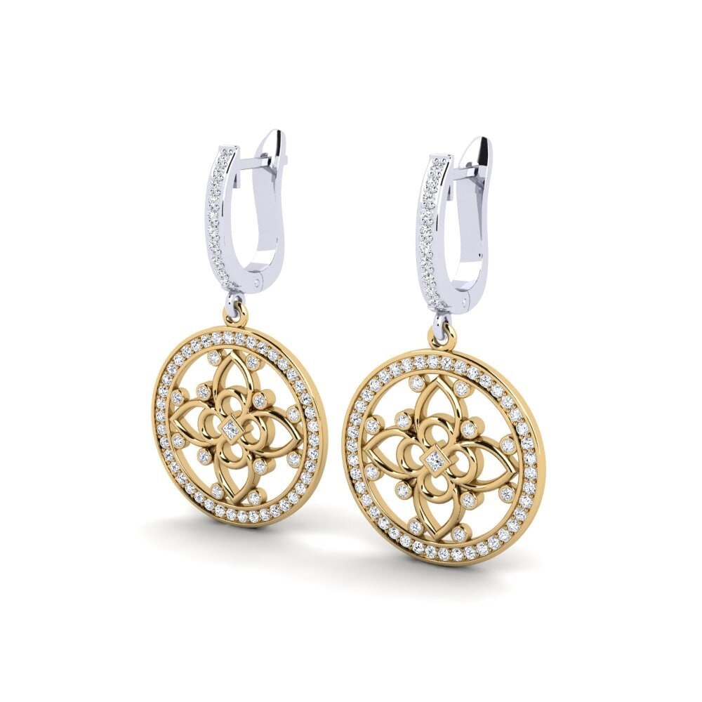 14ct White / Yellow Gold Mixed Women's Earring Hyboer