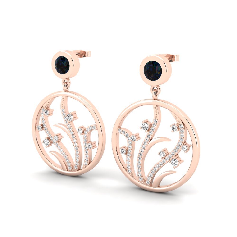 18ct Rose Gold Black Opal Women's Earring Hygeia
