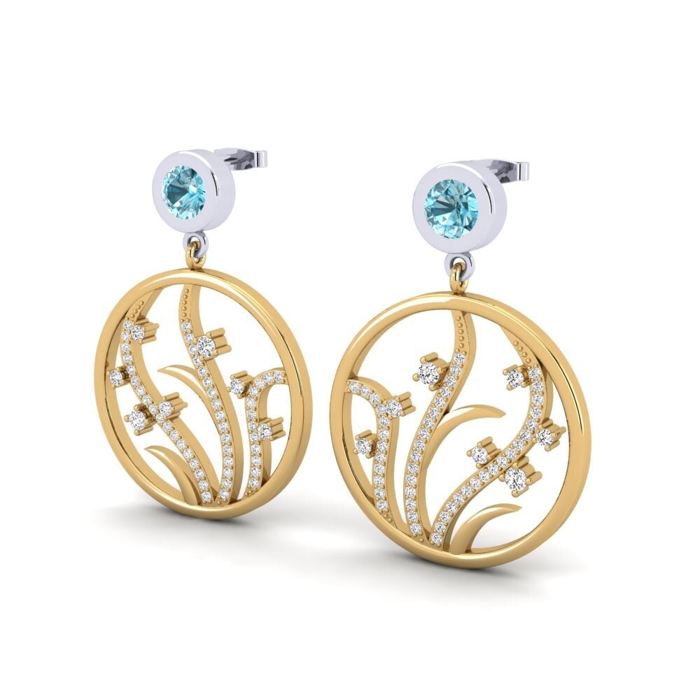 18ct Yellow & White Gold Blue Zircon Women's Earring Hygeia