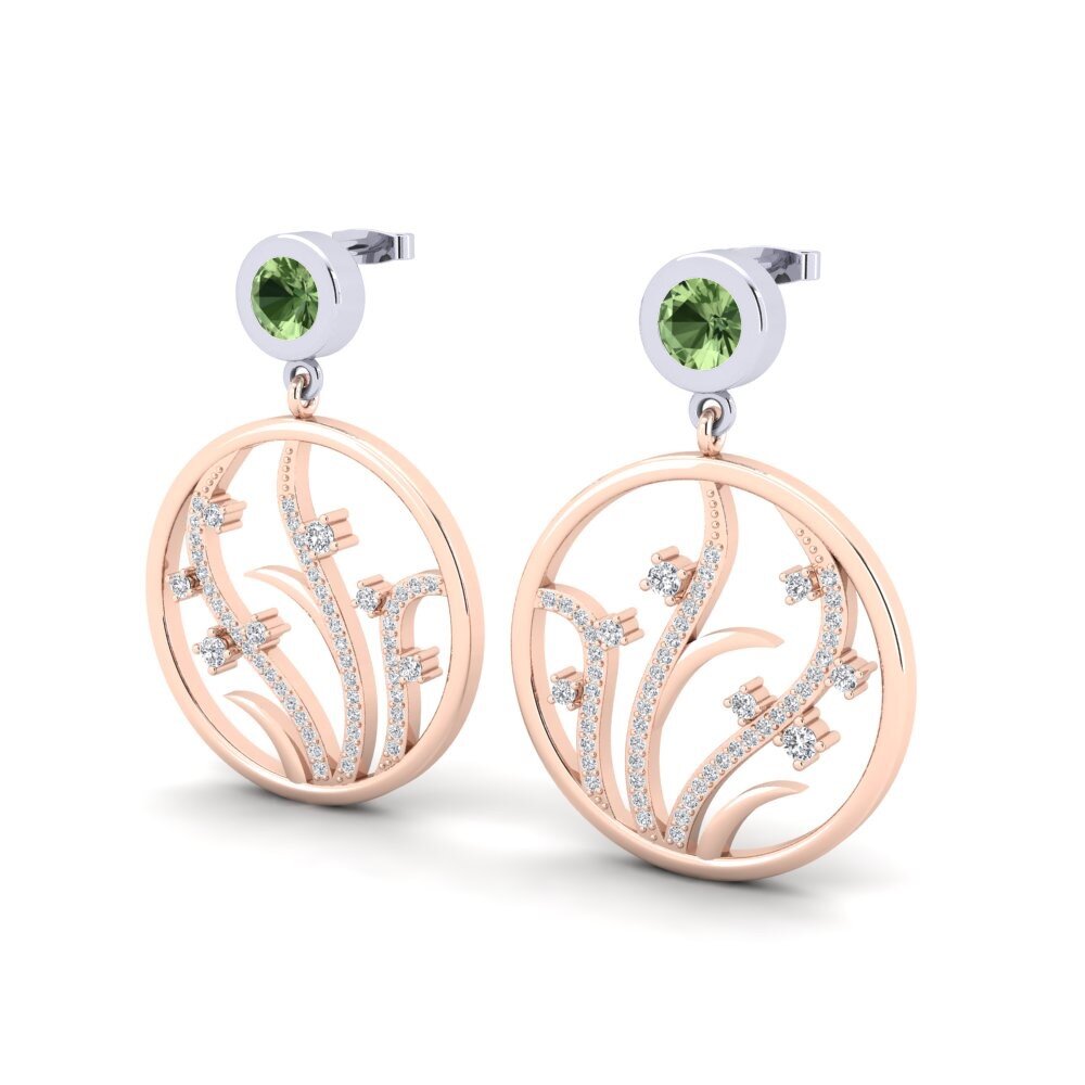 14ct Rose / White Gold Green Sapphire Women's Earring Hygeia
