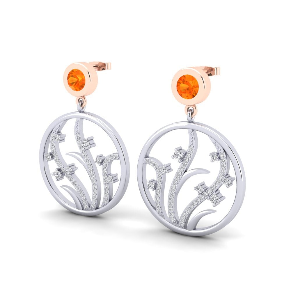 9K White & Rose Gold Orange Sapphire Earring Hygeia