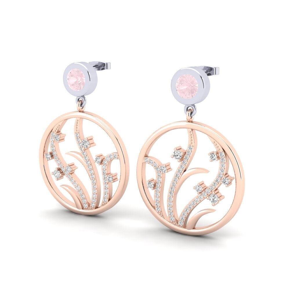 9k Oro Rosa & Blanco Cuarzo rosa Pendiente de mujer Hygeia