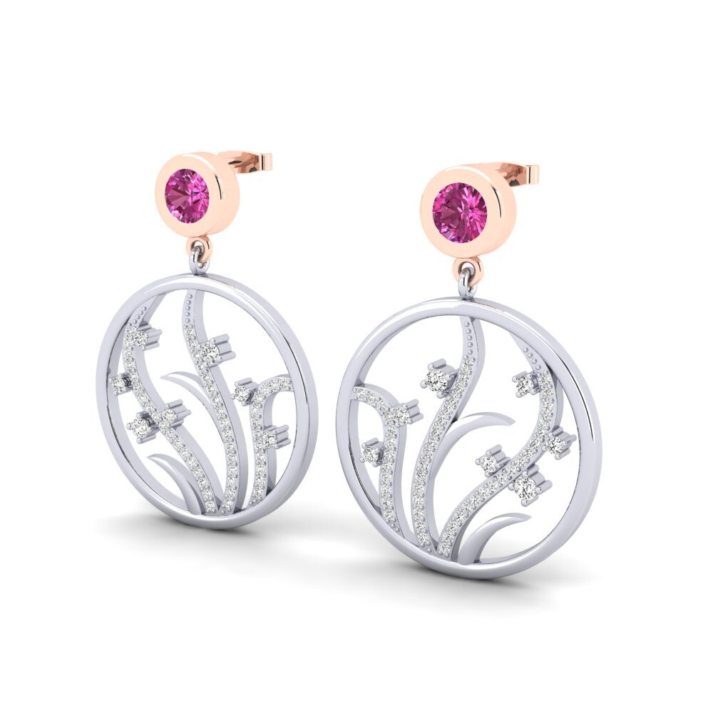 14k Oro Blanco & Rosa Topacio Rosa Pendiente de mujer Hygeia