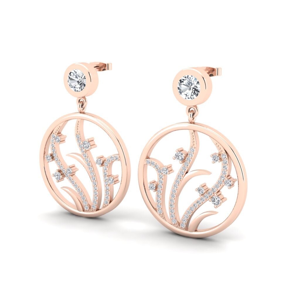 14k Oro Rosa Circón Blanco Pendiente de mujer Hygeia