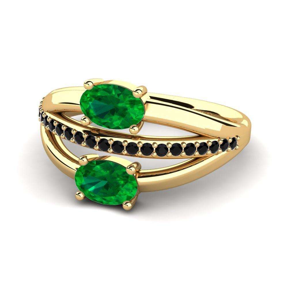 14ct Yellow Gold Emerald (Lab Created) Ring Idania