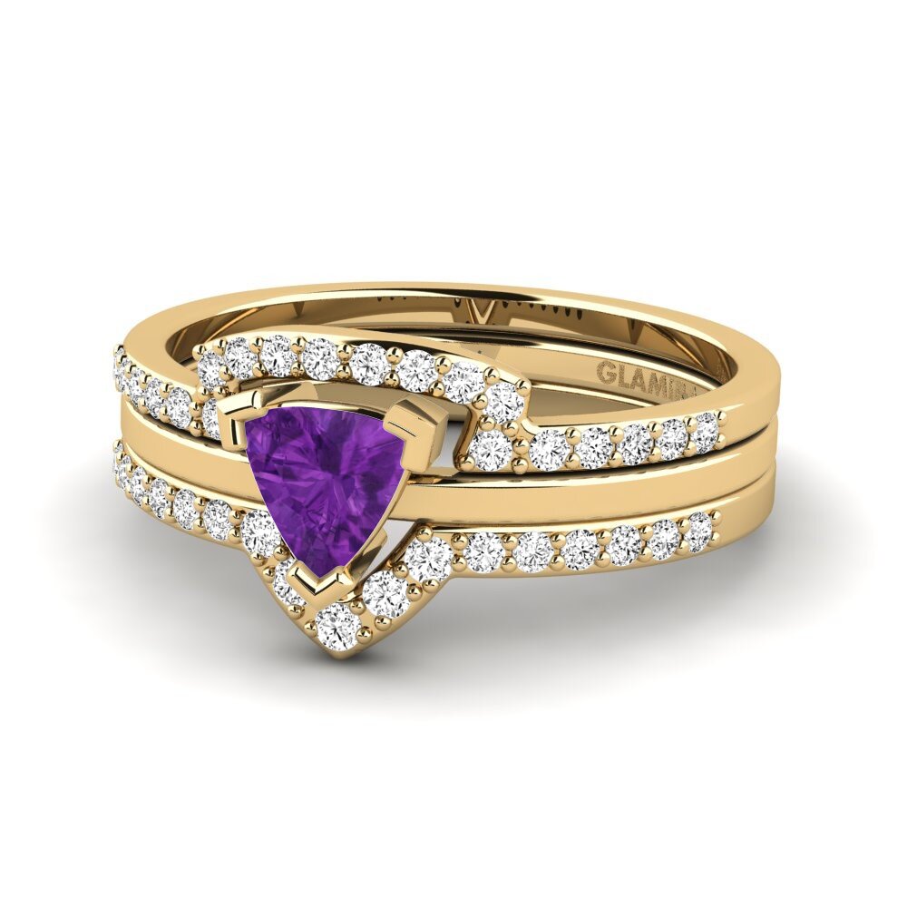 Trillón Amatista Anillo Idiom SET